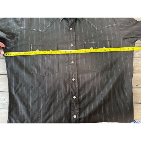 Panhandle Slim Retro Western Men’s XL Pearl Snap Black Button Gray Striped Shirt - Picture 9 of 10